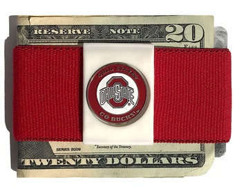 Ohio State Buckeyes NCAA Elastic Money Clip, Front Pocket Wallet, Soft Slim Secure, Great Gift for a Boyfriend, Father, Son, Brother etc.