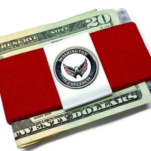 Clip elástico para billetes, billetera de bolsillo frontal, suave, delgada y segura, medallón del equipo de la NHL Washington Capitals, un gran regalo para novio, padre o hijo.