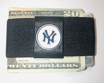 NY Yankees Money Clip Wallet: Slim Elastic Front Pocket Card Holder