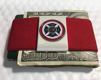Fire Department Money Clip: Elastic Front Pocket Wallet