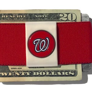 Washington Nationals, Clip elástico para billetes BANDIT, billetera con bolsillo frontal: suave, delgada y segura. Gran regalo para papá, novio, hijo, fanáticos del deporte.