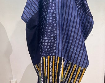 Robe courte en coton tie-dye Adire/Batik Vêtements d'été - 042
