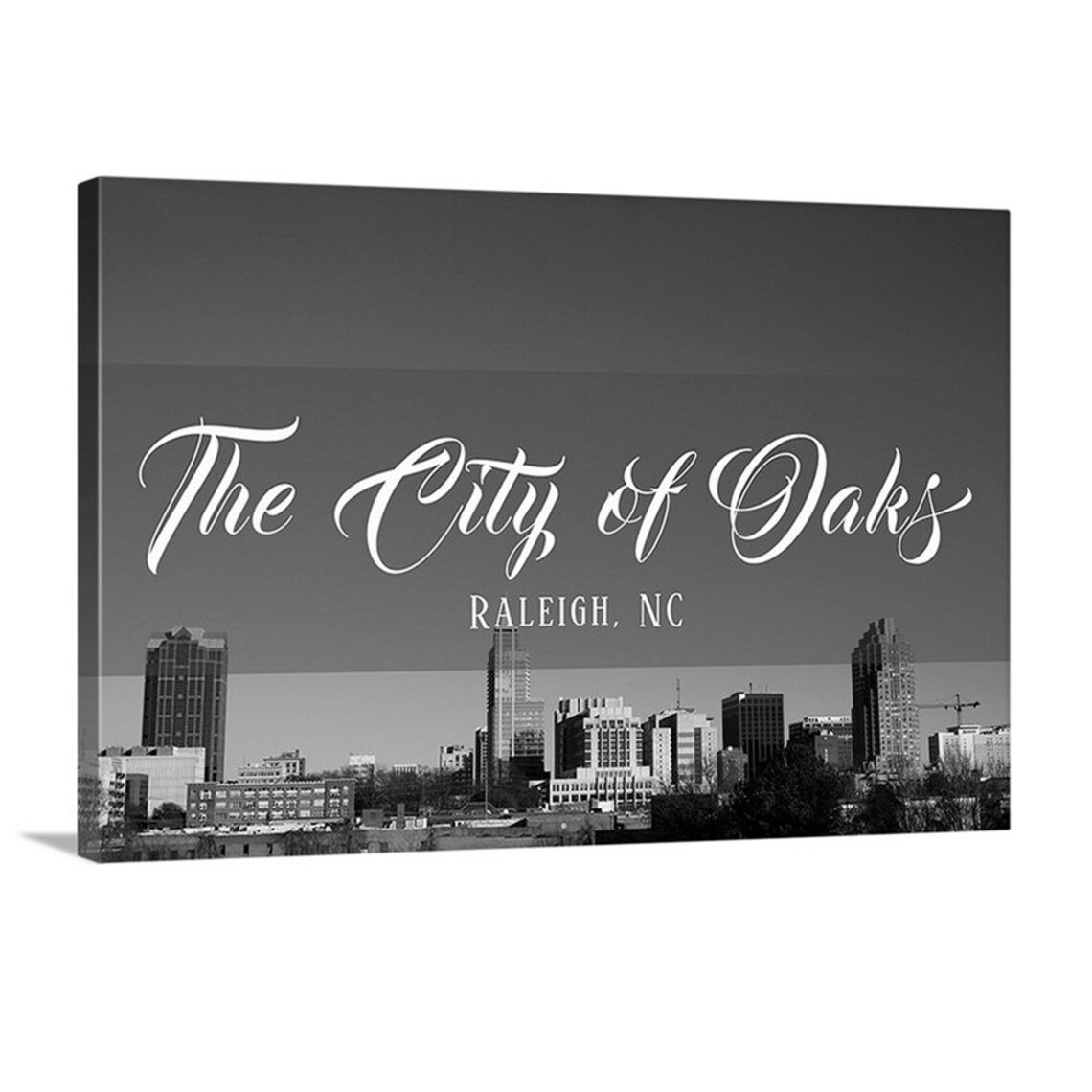 The City of Oaks Raleigh NC Downtown Skyline canvas Etsy