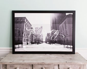 The City of Oaks - Raleigh, NC - Floating Frame -Black and White Canvas