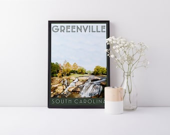 Print - Greenville, SC - Downtown - Digital Art