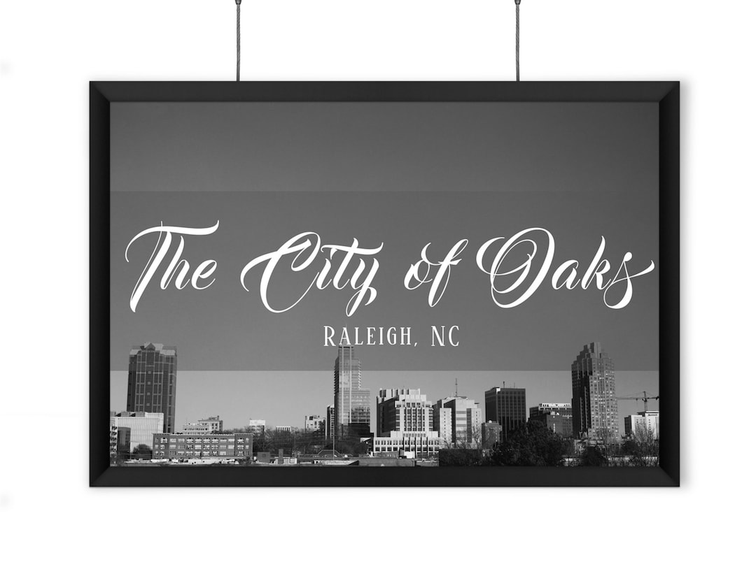 The City of Oaks - Raleigh, NC - Downtown - Skyline - Black and White ...