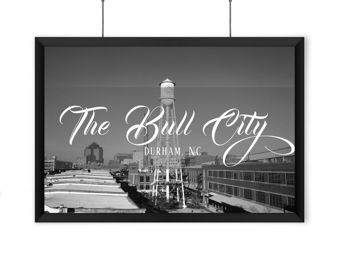 The Bull City Durham NC Black And White Print Downtown Etsy the-bull-city-durham-nc-black-and-white-print-downtown-etsy