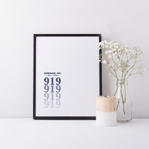 Modern Durham, NC Area Code Print