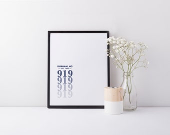 Modern Durham, NC Area Code Print
