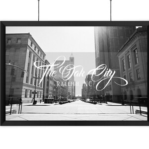 The Oak City - Raleigh, NC - Black & White Print