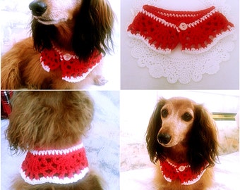 Dog Scarf, Christmas Dog Collar, Dog Bandana, Dog Cowl, Crocheted Scarf, Pet Accessory, Pet Clothing Apparel, Pet Scarf, Presents for Dogs