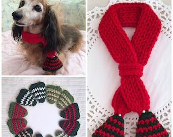 Dog Scarf, Christmas Dog Collar, Dog Bandana, Dog Cowl, Crocheted Scarf, Pet Accessory, Pet Clothing Apparel, Pet Scarf, Presents for Dogs