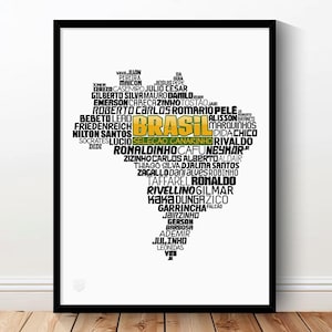 Brazil National Soccer Team Poster (Neymar, Ronaldinho, Pelé, Roberto Carlos, Kaka, Ronaldo, Rivaldo...) Seleção Football Gift
