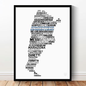 Argentina National Soccer Team Poster (Messi, Maradona, Tevez, Zanetti...) Albiceleste Football Gift image 1