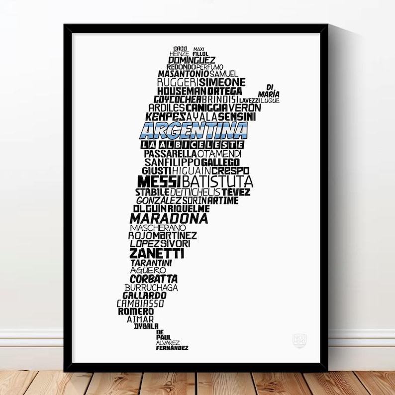 Argentina National Soccer Team Poster (Messi, Maradona, Tevez, Zanetti...) Albiceleste Football Gift image 1