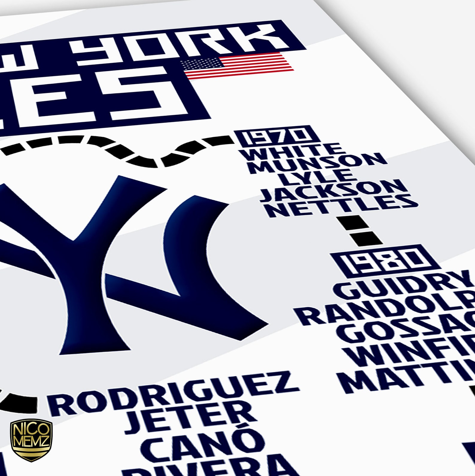 New York Yankees History Timeline Poster jeter, Rodriguez, Dimaggio