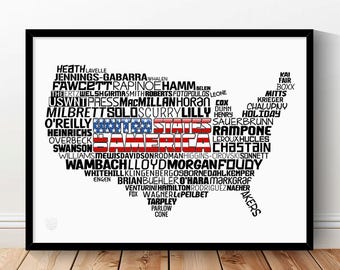 USWNT Women National Soccer Team Poster (Morgan, Rapinoe, Solo, Wambach, Lloyd, Hamm...) U.S. Women’s football gift