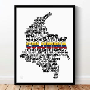 Colombia National Soccer Team Poster (James Rodriguez, Falcao, Yepes, Valderrama...) Colombian Football Gift