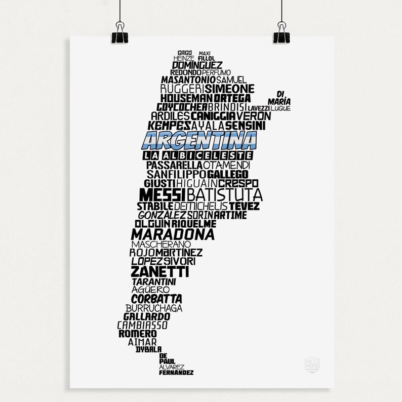 Argentina National Soccer Team Poster (Messi, Maradona, Tevez, Zanetti...) Albiceleste Football Gift image 3