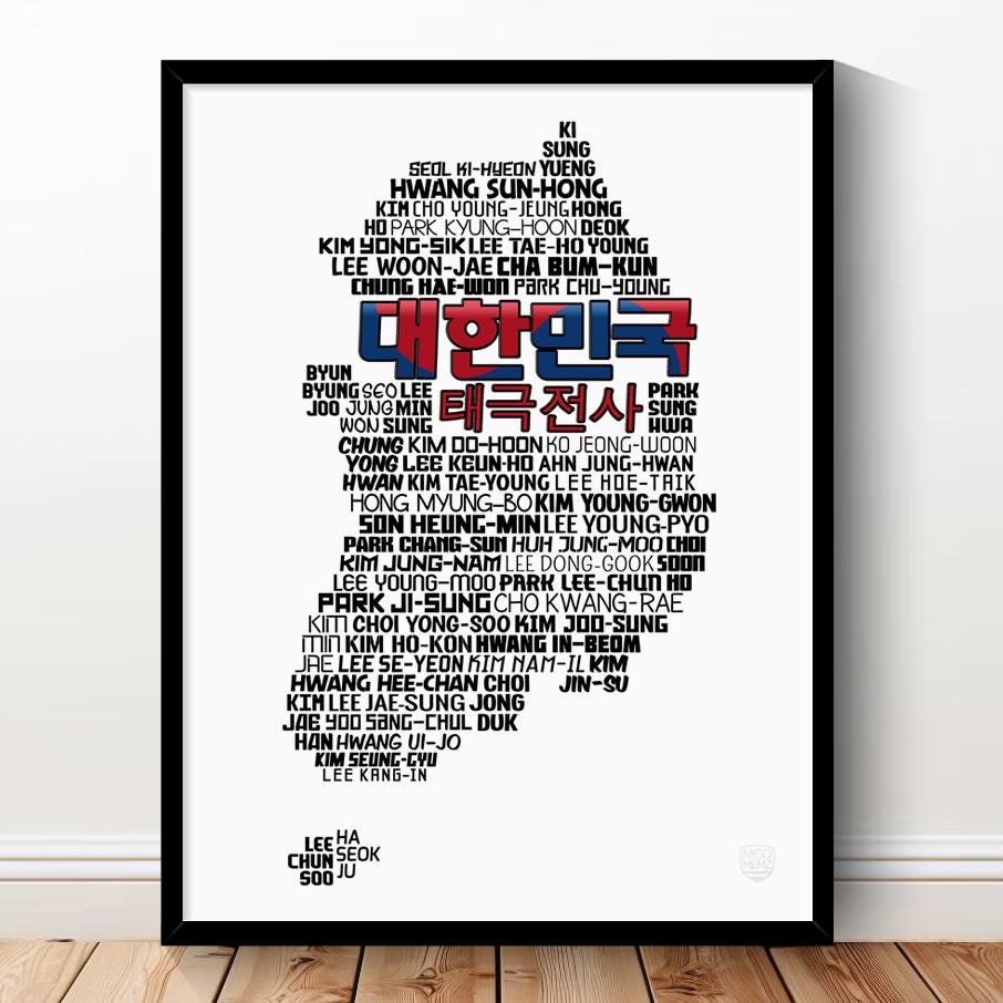 South Korea National Soccer Team Poster (Park Ji Sung, Cha Bum Kun, Lee Young Pyo, Son Heung-Min...) Korean Football Gift