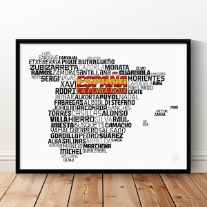 Spain National Soccer Team Poster (Ramos, Casillas, Silva, Iniesta, Xavi...) Spanish Football Gift