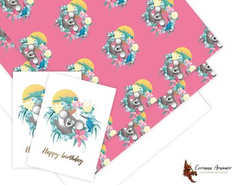 Gift Wrapping Paper Sheets Wombat Kangaroo /& Koala Wrapping Paper FSC Certified Wrapping Paper