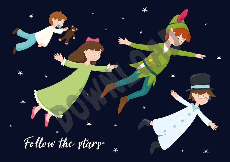 Wandbild Bilder Kinderzimmer Nimmerland Peter Pan Etsy