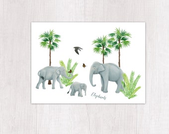 Postcard Elephant Art Asia printed climate-neutrally