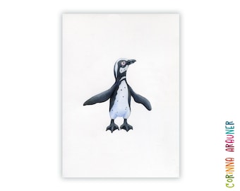 Original drawing of a spectacled penguin