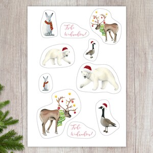 Stickerbogen  mit weihnachtlichen Motiven 10 Sticker umweltfreundlich