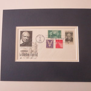 Prime Minister Winston Churchill - World War II Leader  and First Day Cover of his own stamp