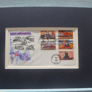 Great American Railroad Trains - The Santa Fe Chief, the 20th Century Limited and others and First Day Cover of their own stamp
