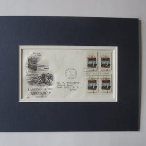 The Mayflower - Pilgrims sail to America and land on Plymouth Rock & First Day Cover of the Pilgrim stamp