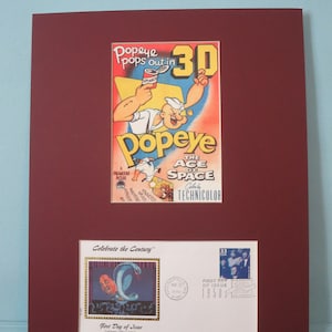 Comic Strip Classic - Popeye the Sailor Man in 3-D cartoon -"The Age of Space" & First Day Cover of his own stamp