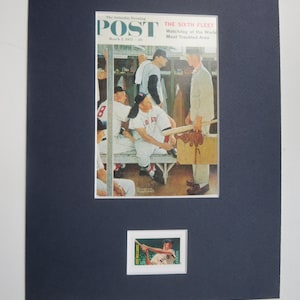 Norman Rockwell &#39;s painting of The Rookie featuring Baseball Hall of Famer and Boston Red Sox Great Ted Williams and his own Stamp