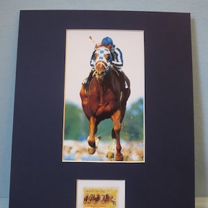 Triple Crown Winner Secretariat wins the Kentucky Derby and the stamp to honor Thoroughbred Horse Racing