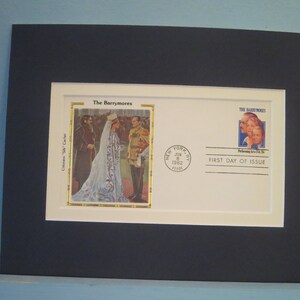 The Famous Film Star Family-Ethel, Lionel & John Barrymore und The First Day Cover ihrer eigenen Briefmarke