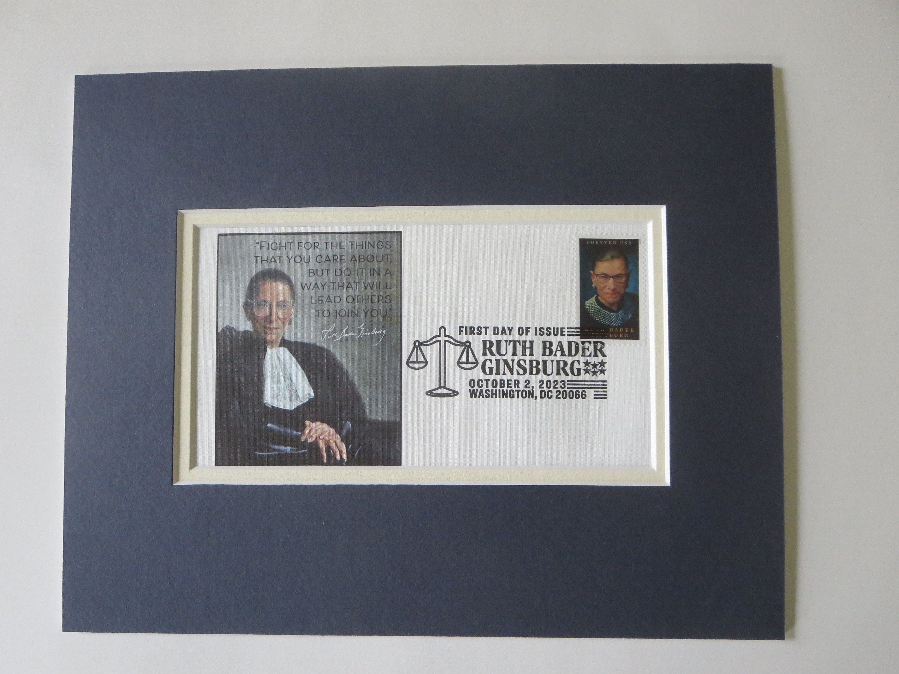 Supreme Court Justice Ruth Bader Ginsburg and the First day Cover of her own stamp