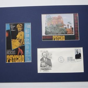 Janet Leigh and Vera Miles in Psycho directed by Alfred Hitchcock and First Day Cover of the Alfred Hitchcock stamp
