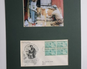 Norman Rockwell picture of a 4-H Member & First Day Cover of the 50th Anniversary of the 4-H Club stamp