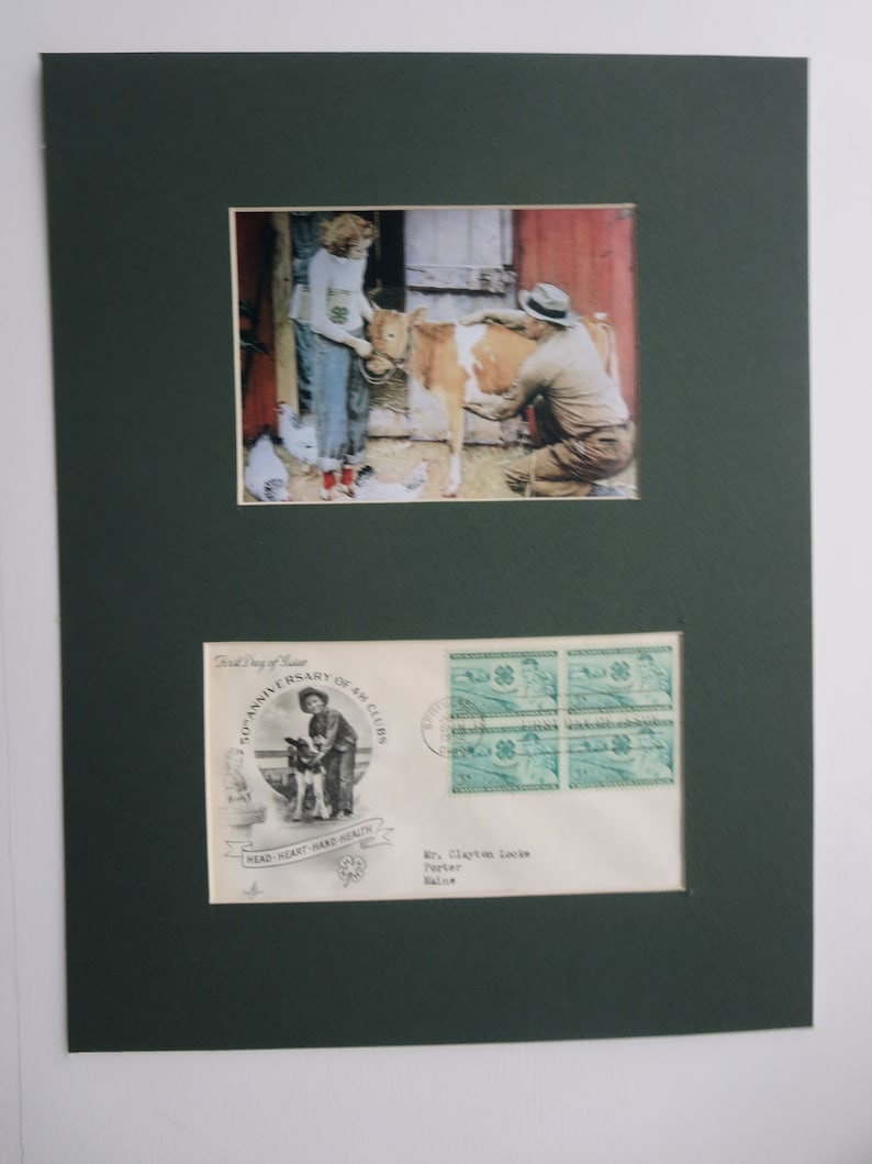 Norman Rockwell picture of a 4-H Member & First Day Cover of the 50th Anniversary of the 4-H Club stamp image 1