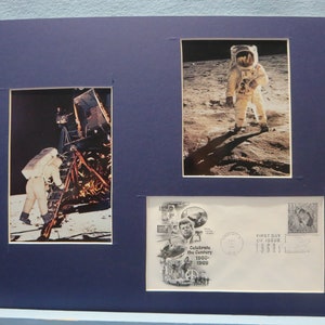 Apollo 11 Lands on the Moon and Neil Armstrong walks on the Moon & First Day Cover of the Moon Landing stamp
