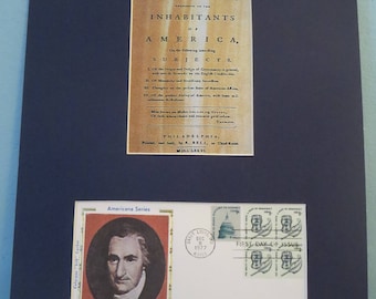 Common Sense authored by Tom Paine & First day Cover of the Democracy stamp