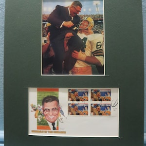 Green Bay wins Super Bowl II with Vince Lombardi and Jerry Kramer & First day Cover of the Vince Lombardi Stamp