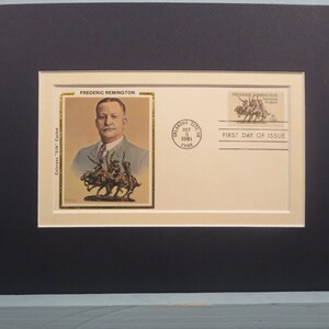 Famous Western Artist Federic Remington  & First day Cover of his own stamp