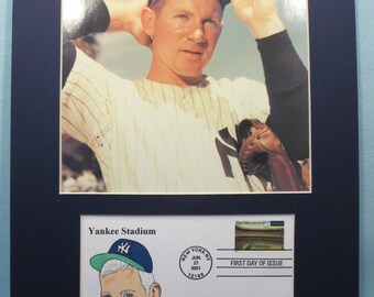 Baseball Hall of Famer and New York Yankee Great - Whitey Ford & First day Cover of the Yankee Stadium stamp