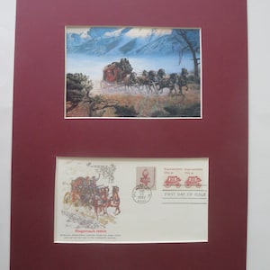 Die Postkutsche verbindet Amerika mit dem Overland Mail Service & Ersttagsbrief seiner eigenen Briefmarke