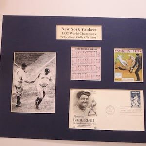 Babe Ruth calls his Shot - N.Y. Yankees are the 1932 World Champions & First Day Cover of his own stamp