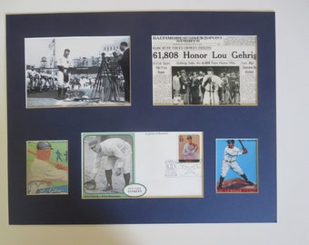 New York Yankee Great Lou Gehrig and his Farewell Speech at Yankee Stadium & First Day Cover of his own stamp