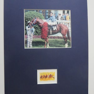 Triple Crown Winner Secretariat wins the Kentucky Derby and the stamp to honor Thoroughbred Horse Racing
